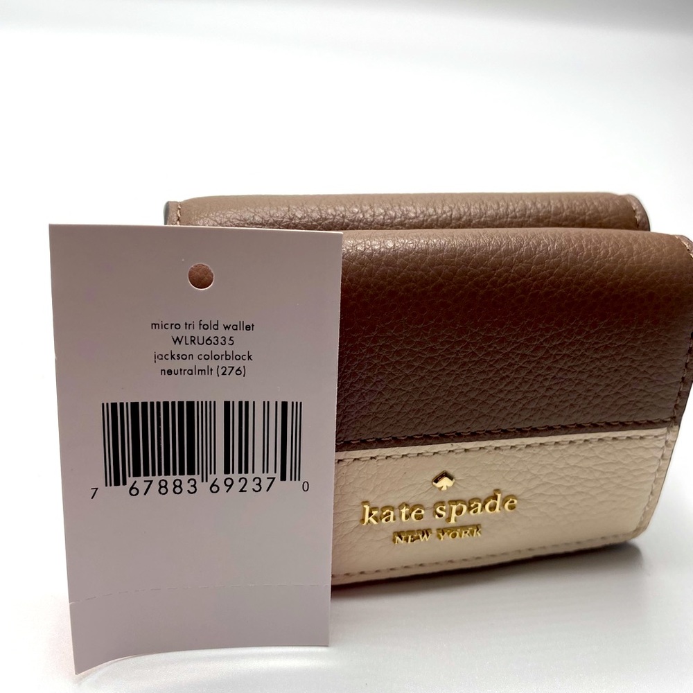 NWT Kate Spade Jackson Colorblock Micro Trifold Wallet